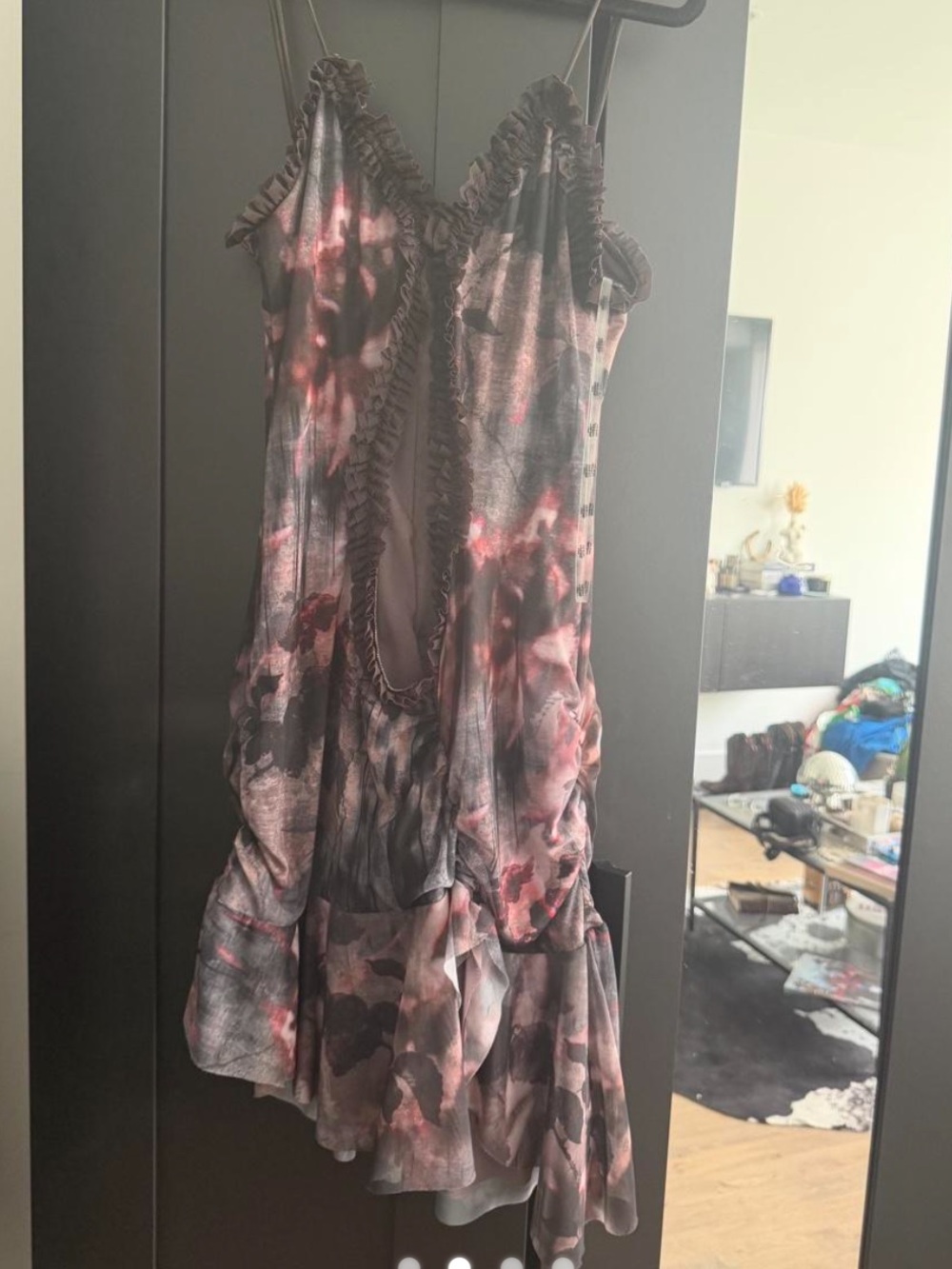 Jaded London Black and Pink Floral Deep-Plunge Sheer Chemise - Picture 2 of 4
